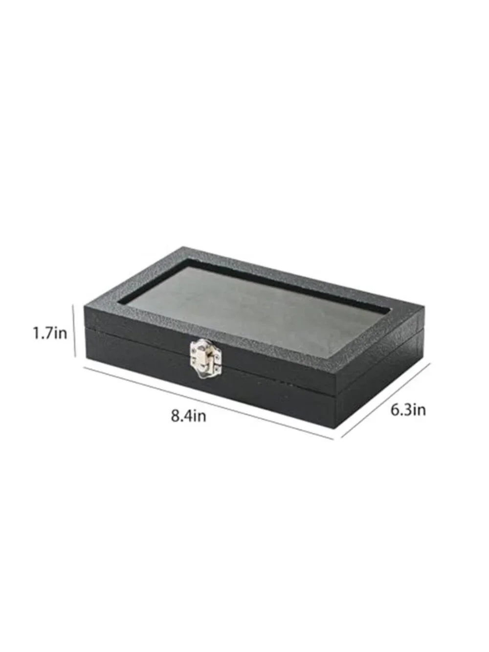 Velvet Ring Organizer Box Glass Lid Jewelry Display Tray Earring Storage Case